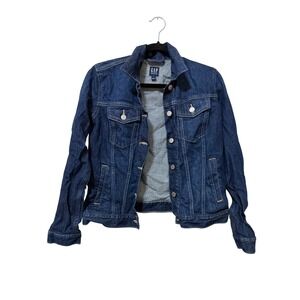 GAP Denim Jacket Womens Medium Blue Classic Trucker‎ Jean Jacket Casual